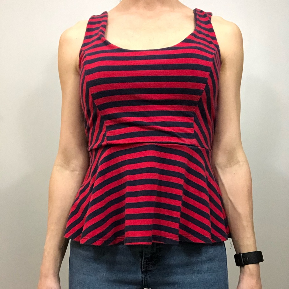 Monteau brand, stripe peplum top.